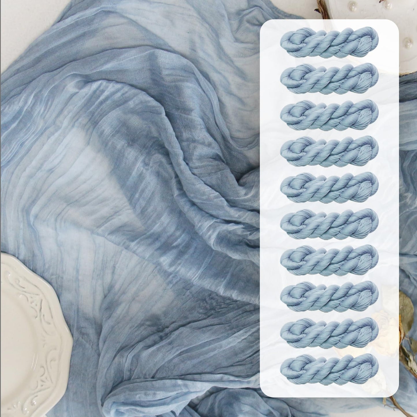 FEXIA Beige Cheesecloth Table Runner 35x120 Inches Ivory Gauze Rustic Boho Spring Easter Table Runner for Engagement Party Decorations Bridal Shower Wedding Party First Communion Centerpiece