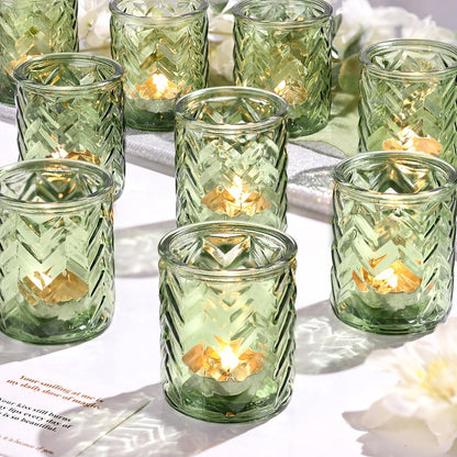LAMORGIFT 12 PCS Blue Tealight Holders - Blue Votive Candle Holders for Wedding Party Decorations - Bulk for Wedding Reception, Bridal Shower, Baby Shower Party Decor