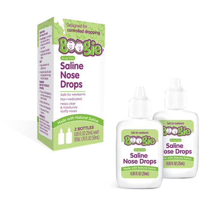 Boogie Baby Nasal Saline Drops Drops, Allergy Relief, Nasal Decongestant, Pack of 1, 2 Bottles Total…
