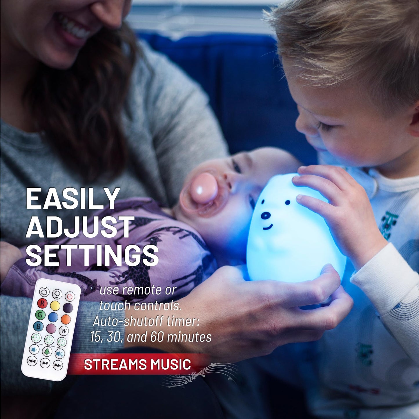 Lumipets Bear, Kids Night Light, Play Music, Silicone Nursery Light for Baby and Toddler, Squishy Night Light for Kids Room, Animal Night Lights for Girls and Boys, Kawaii Lamp, for Bedroom