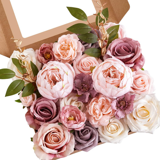 Serwalin Pink Artificial Flowers, Silk Fake Flowers for DIY Wedding Bridal Bouquets, Wedding Cake Flowers for Table Centerpieces Baby Shower Birthday Party Home Decorations