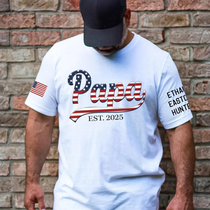 Personalized Fathers Day T-Shirt, Custom Grandpa Grandkids Name Shirt, Papa Shirts, Dad Gifts for Fathers Day and Christmas