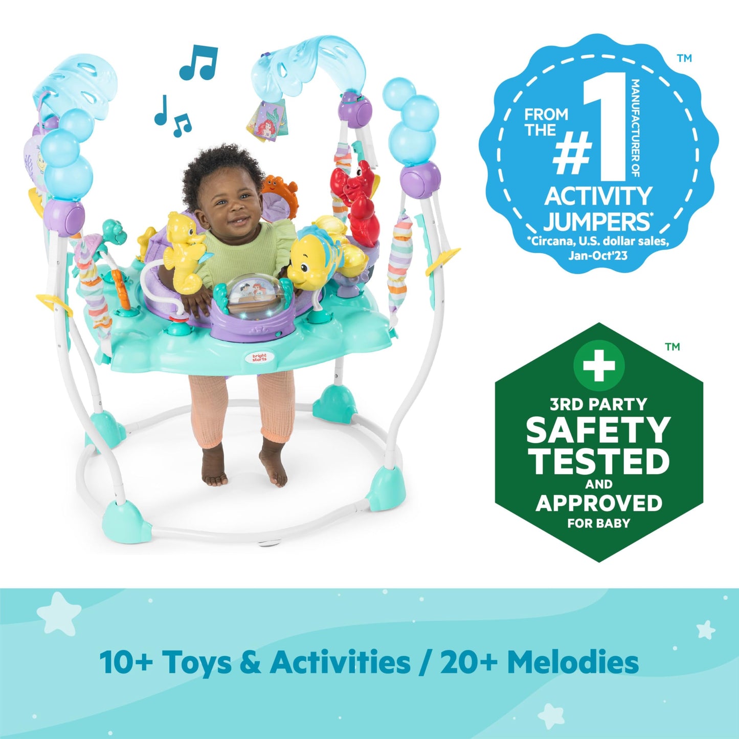 Bright Starts Disney Baby Finding Nemo Sea of Activities Baby Activity Center Jumper with Interactive Toys, Lights, Songs & Sounds, 6-12 Months (Blue)