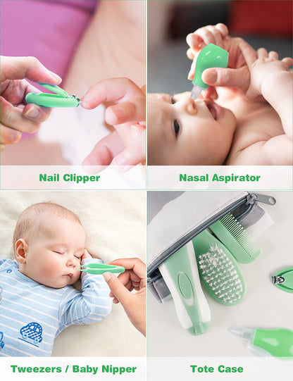 OTTOLIVES Baby Healthcare and Grooming Kit, 24 in 1 Baby Electric Nail Trimmer Set Newborn Nursery Health Care Set for Newborn Infant Toddlers Baby Boys Girls Kids (0-3 Years+) (Green)