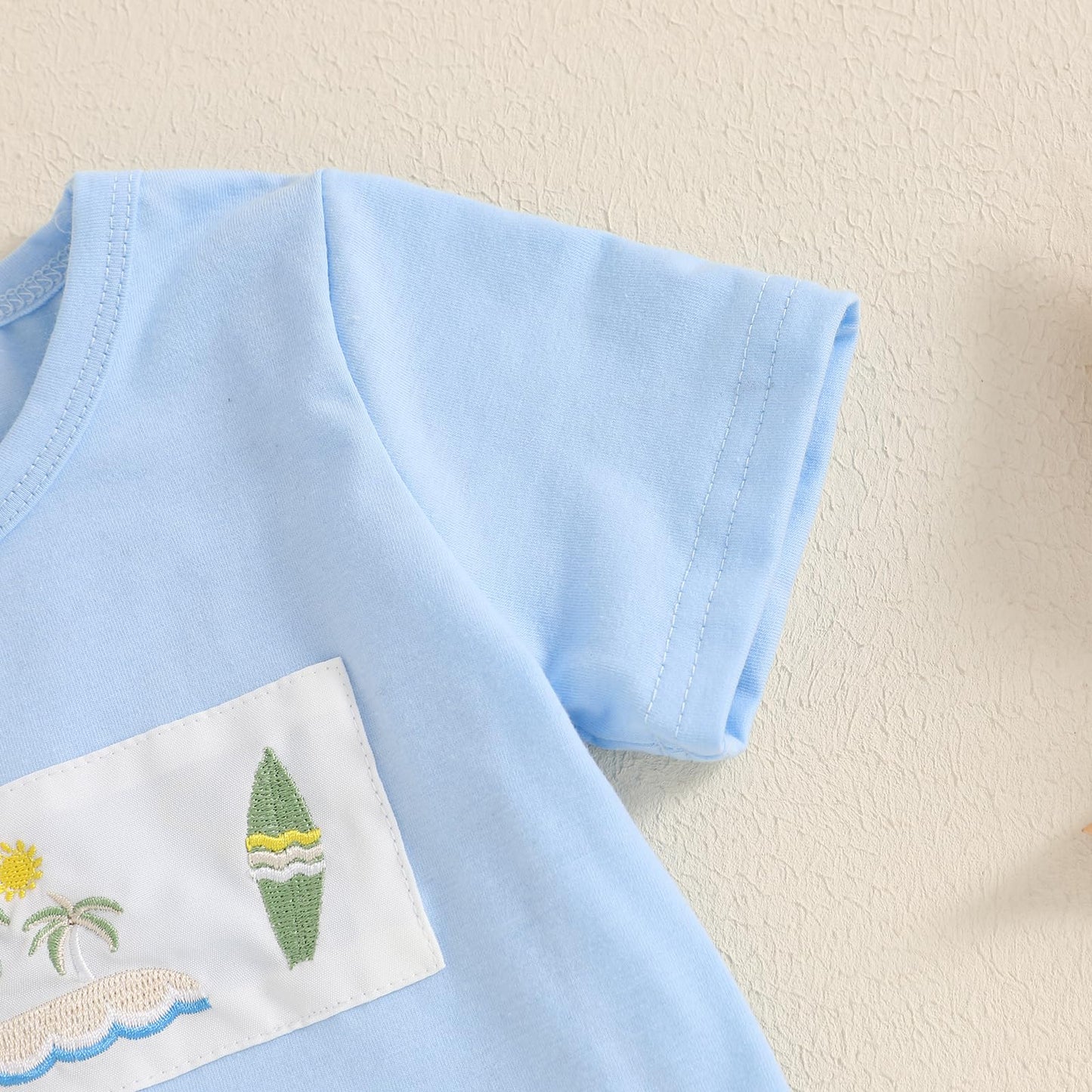 fhutpw Baby Toddler Boy Summer Clothes Embroidery Pattern Short Sleeve Tops & Casual Shorts 6 12 18 Months Outfits Sets
