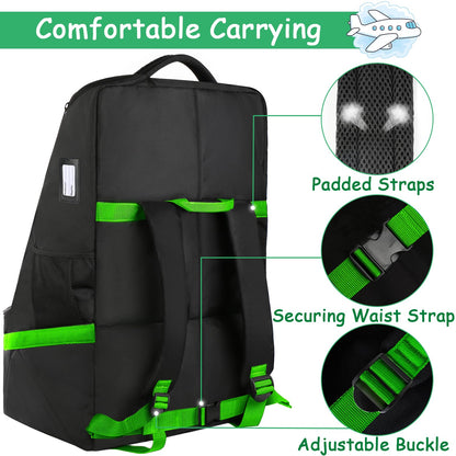 YOREPEK Padded Car Seat Travel Bag Backpack for Airplane, Heavy Duty Car Seat Bags for Air Travel, Carseat Cover for Airplane Travel with Shoulder Strap, Car Seats Carrier for Airport, Black
