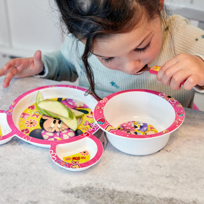 The First Years Bluey 4-Piece Place Setting - BPA Free Dishwasher Safe Toddler Dinnerware Set with Divided Plate, Bowl, Fork, Spoon - Multicolor