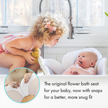 Blooming Bath Baby Bath Seat - Baby Tubs for Newborn Infants to Toddler 0 to 6 Months and Up - Baby Essentials Must Haves - The Original Washer-Safe Flower Seat (Lotus, Gray/White/Yellow)