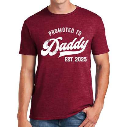 Promoted to Daddy 2025 T-Shirt Funny Humor New Dad Baby First Time