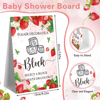 Marsui 136 Pcs Baby Shower Blocks to Decorate Game Kit Includes 98 Wooden Blocks, 36 Markers, 1 Game Sign, 1 Storage Box for Baby Shower Gender Reveal Activity Party Decorations(Pink Elephant)