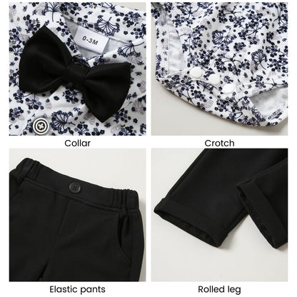 YALLET Baby Boy Clothes Suit 0-24 Months Infant Gentleman Outfits Formal Dress Shirt+Bowtie+Vest+Pants Set Baby Wedding Suits