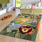 Kids Rug with Cute Animals on a Hot Air Balloon Ride in Pastel, Size: 2'8" x 4'11"
