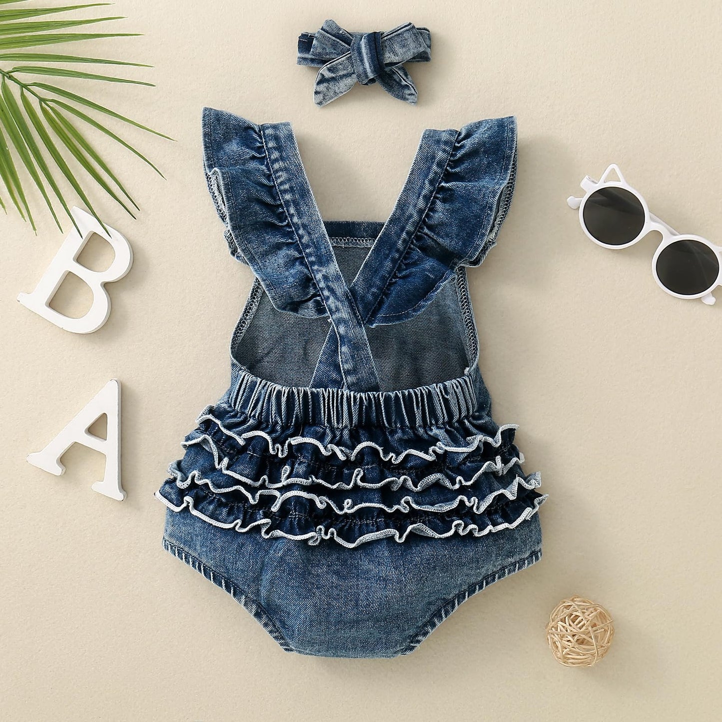 Baby Girls Summer Denim Romper Clothes Dress Newborn Onesie Sunsuit 3 6 9 12 18 Months One-Piece Jumpsuits Outfits