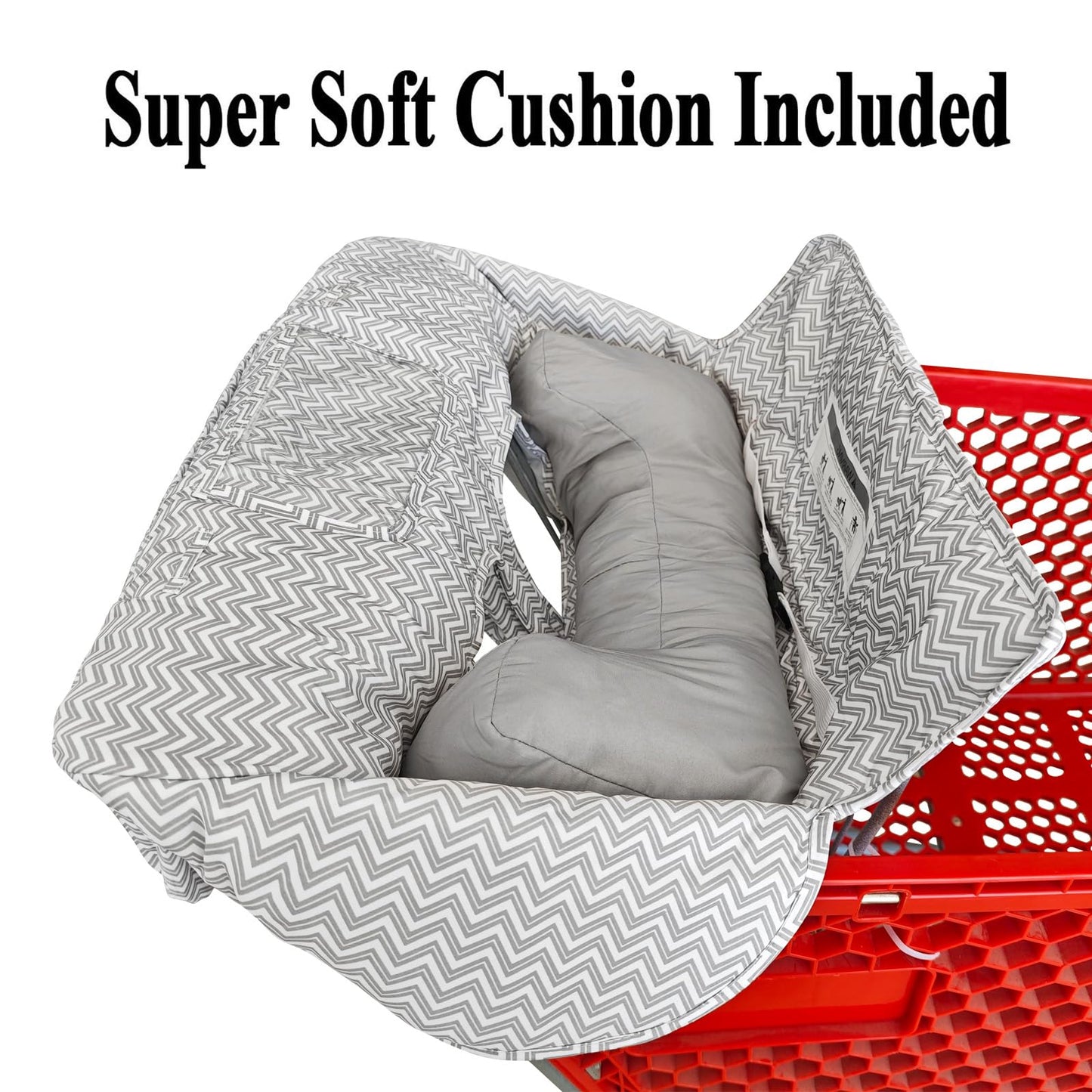 Soft Pillow Attached 2-in-1 Shopping Cart and High Chair Cover for Baby, Cotton Padded Cart Cover, Fold'n Roll Style, Portable with Carry Bag (Blue Elephant)