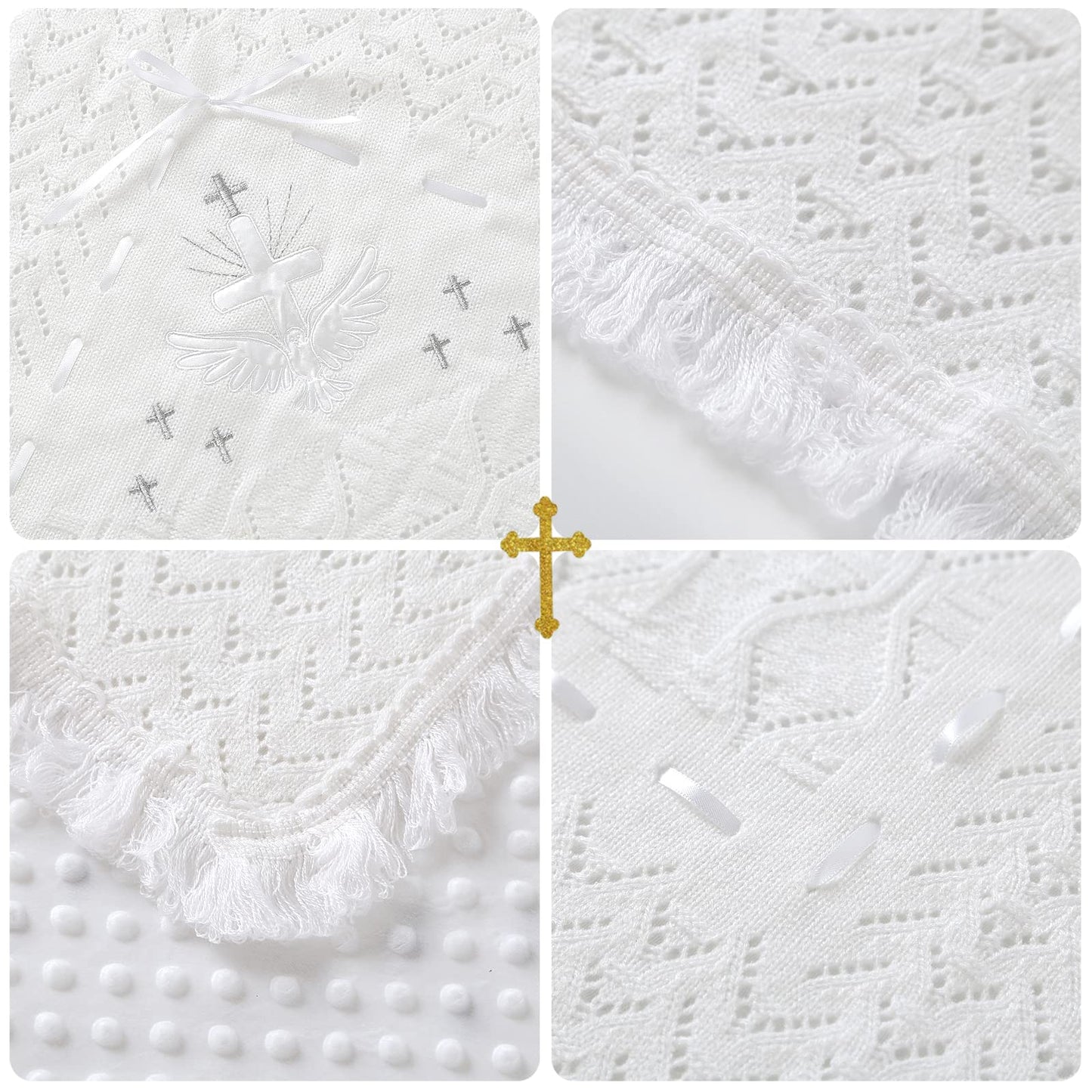 Booulfi Knit White Baby Blankets Neutral,Crib Stroller Newborn Blankets for Boys Girls,Cotton Lace Crochet Winter Blanket Nursery Blanket New Baby Essentials, 38X39