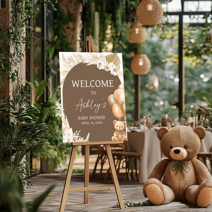 Personalized We Can Bearly Wait Baby Shower Welcome Sign, Welcome to Baby Shower Sign - Teddy Bear & Balloon Theme Décor #5