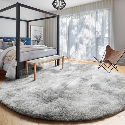 Pink Round Area Rugs 6Ft for Bedroom Living Room, Big Fluffy Shag Circle Rug for Kids Playroom, Cute Preppy Room Decor for Teen Girls, Cozy Fuzzy Furry Plush Carpets for Baby Nursery, Dorm, Classroom