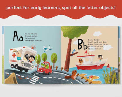 The ABC Train - ABC Book - Alphabet Learning for Toddlers 1-3 - Personalized Children's Book