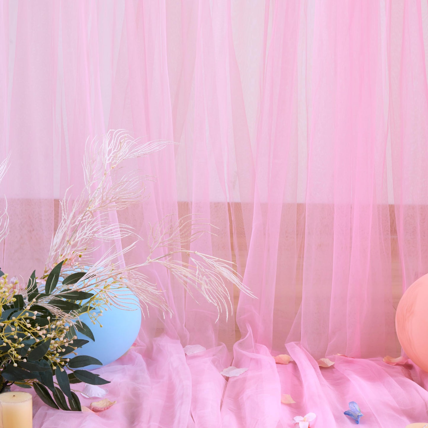 Champagne Tulle Backdrop Curtain for Parties Wedding 10ft×8ft Champagne Sheer Backdrop Curtains for Baby Shower Bridal Shower Reception Birthday Party Christmas Photoshoot Decorations 2 Panels