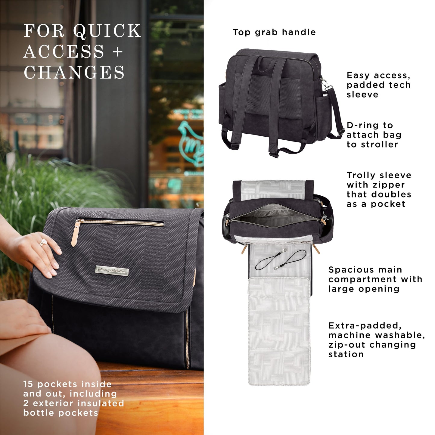 Petunia Pickle Bottom Boxy Backpack Deluxe, Diaper Bag for Parents, Stylish Baby Bag, Spacious Backpack, On-The-Go Moms, Toffee Rose