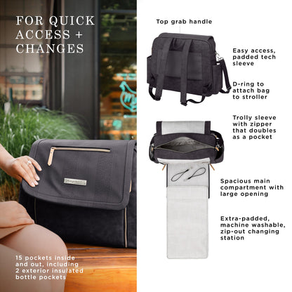 Petunia Pickle Bottom Boxy Backpack Deluxe, Diaper Bag for Parents, Stylish Baby Bag, Spacious Backpack, On-The-Go Moms, Toffee Rose