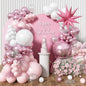 Pink White Balloon Arch Kit, Double Stuffed Pastel Pink Ivory White Balloon Garland, Baby Pink Cream White Balloons with 3pcs 18Inch Clear Balloons for Girls Birthday Baby Shower Party Decorations