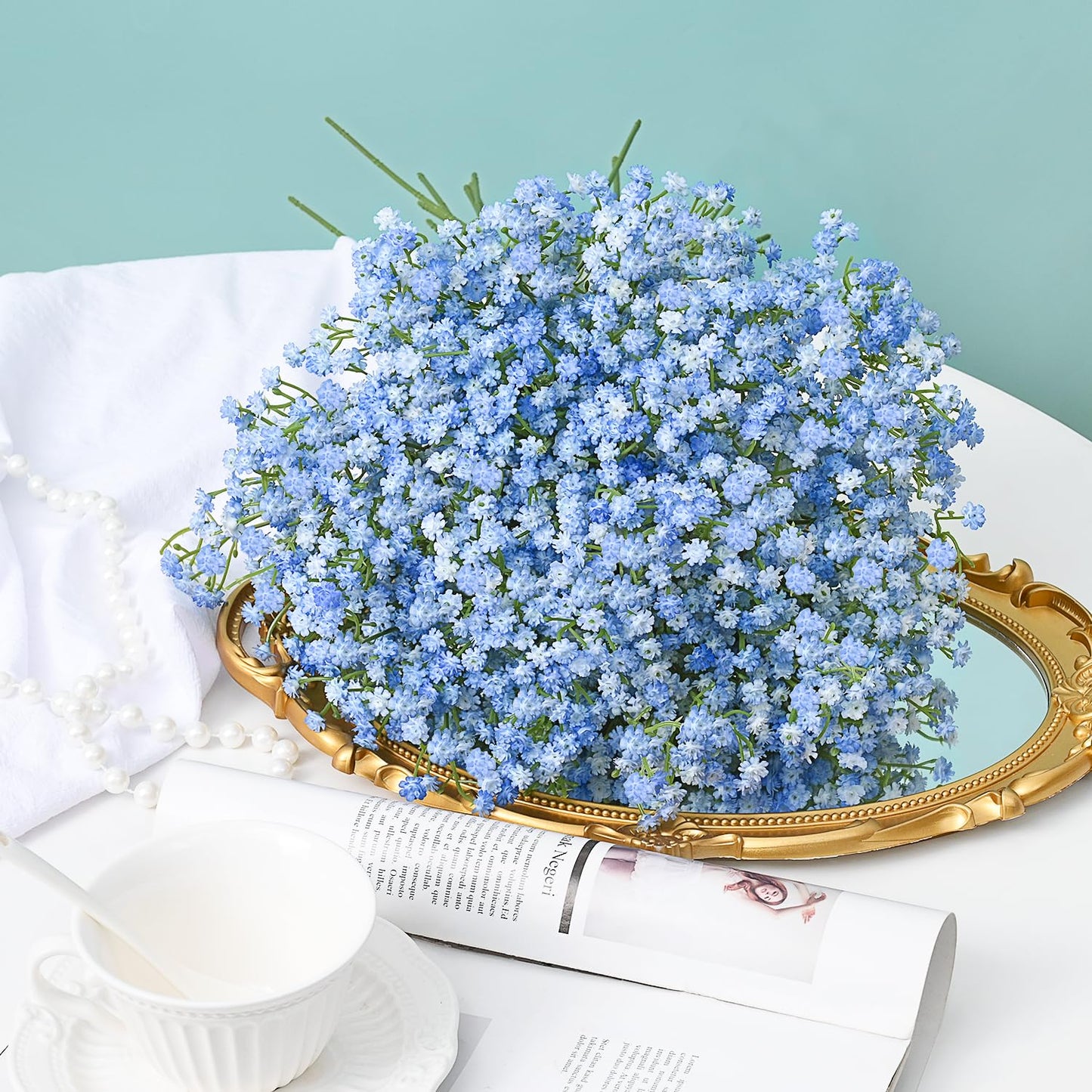 MARTINE MALL Babys Breath Artificial Flowers, 15 PCS White Baby Breath Flowers Artificial Bulk, Fake Babys Breath Gypsophila Real Touch Faux Babys Breath for Wedding Floral Arrangement Home Decor
