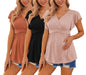 Ekouaer Maternity Shirts 3 Packs Flying Short Sleeve Nursing Tops Pregnancy Clothes