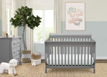 Delta Children Simmons Kids Carter 6-in-1 Convertible Crib - Greenguard Gold Certified, Black Ebony