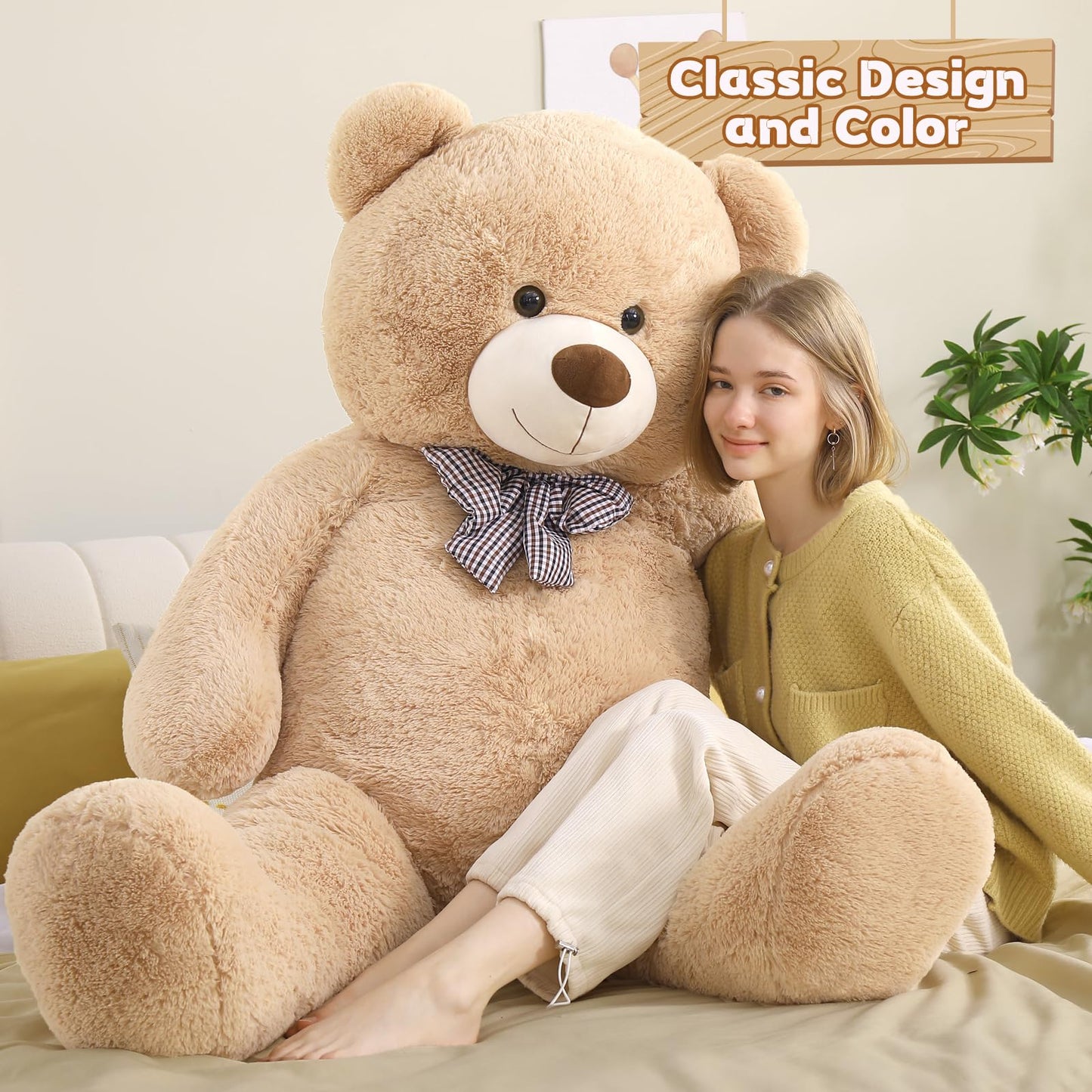 51 inch Big Teddy Bear Cute Giant Stuffed Animals Soft Plush Toy for Girlfriend Kids for Birthday Christmas Valentine's Day