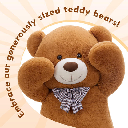 MaoGoLan Giant Big Teddy Bear 4 Feet 47 inch Life Size Tan Plush Bear Brown Stuffed Animal for Children Boyfriend