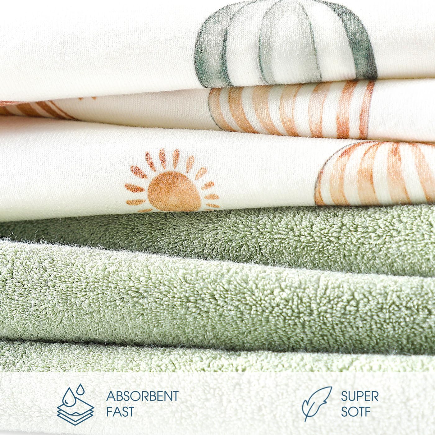 GRSSDER Baby Hooded Towel 2 Pack for Newborn, Super Soft Bath Towels with Original Design, Ultra Absorbent Knit Terry, Large Toddler Towels with Hood for Girls, Shower Gifts for Infant, 34"x 34"