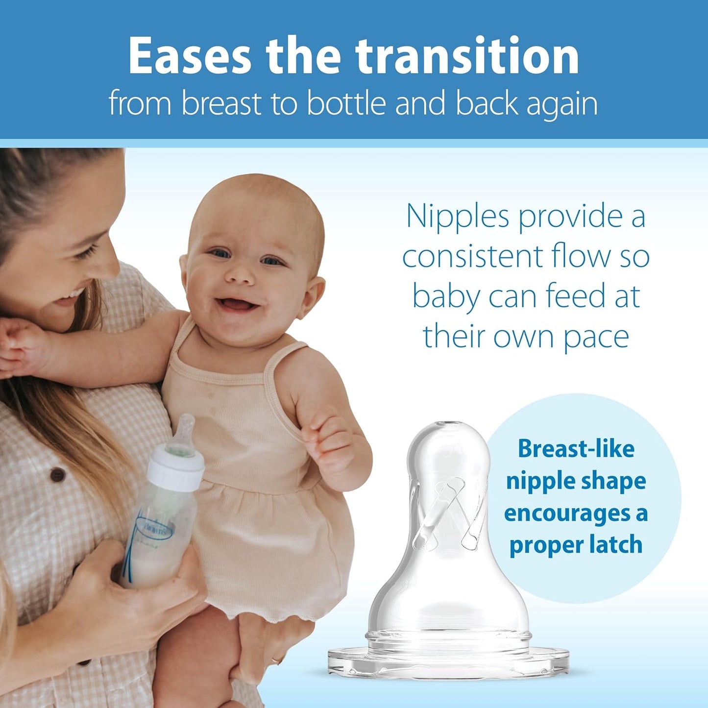 Dr. Brown's Natural Flow Anti-Colic Options+ Narrow Baby Bottle, 4 oz/120 mL, with Level 1 Slow Flow Nipple, Pink, 0m+, 4 Pack