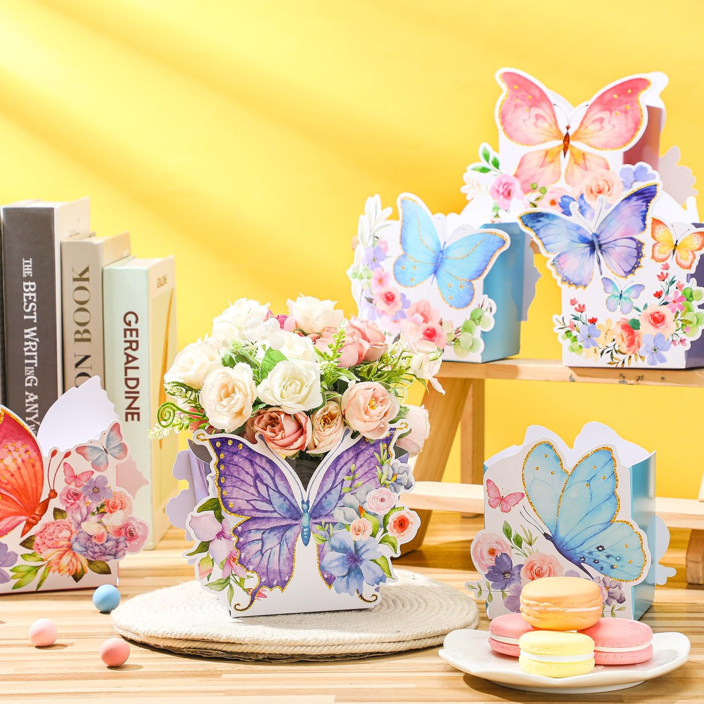 Fuutreo 6 Pcs Butterfly Centerpieces for Baby Shower, Birthday, Tea Party Favors, Tables Decor, Themed Party Supplies, Wedding Decorations