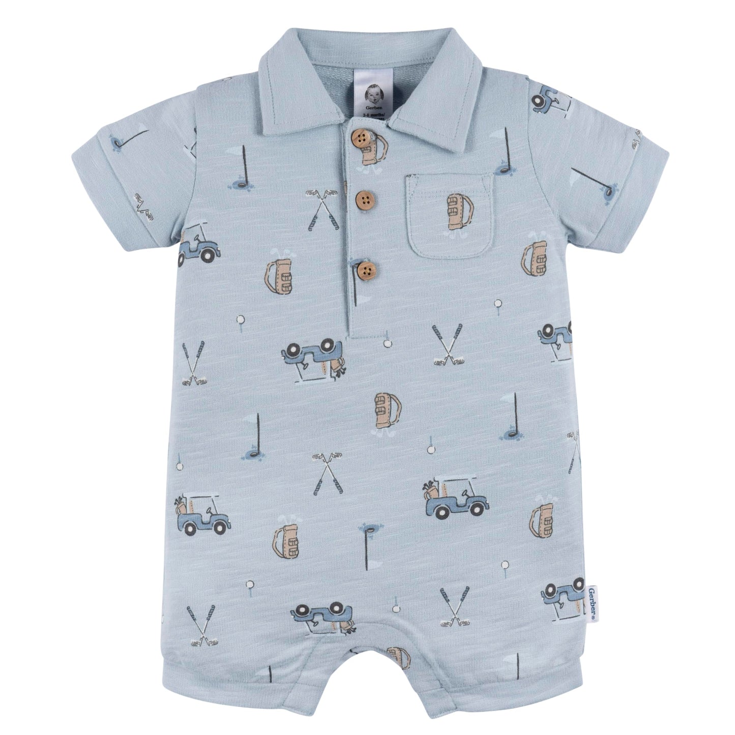 Gerber Baby Boys' Cotton Polo Romper