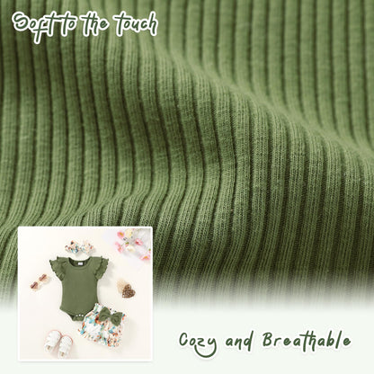 YOUNGER TREE Newborn Infant Baby Girl Clothes Romper Shorts Set Floral Summer Outfits Cute Baby Girl Clothing