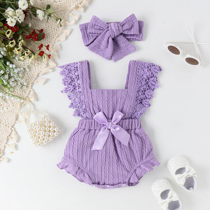 Douhoow Infant Baby Girl Plaid Romper Baby Short Sleeve Pleated Romper Bodysuit Summer Spring Outfits