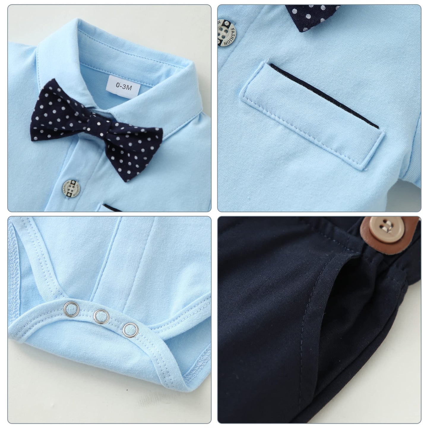 ZOEREA Baby Boy Suit 0-24M Gentleman Outfit Clothes Set Infant Long Sleeve Dress Shirt+Suspender Pants+Bowtie+Beret Hat