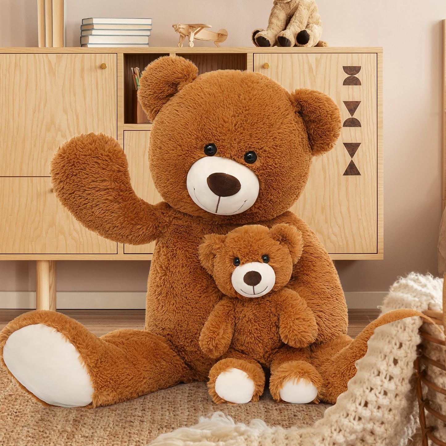 Muiteiur 49 inch Giant Teddy Bear Stuffed Animal, Big Bear Plush with Big Footprint, Great Gift for Party Decorations (Brown)