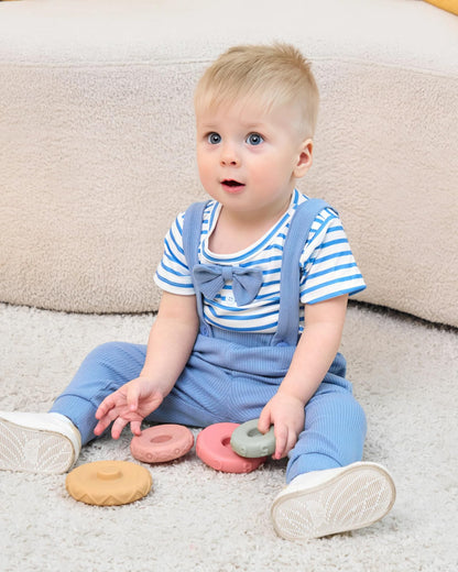 SANMIO Baby Boy Clothes 0-18 Months Newborn Outfits Short Sleeve Romper Top and Suspender Pants Baby Boy Summer Clothing 2Pcs
