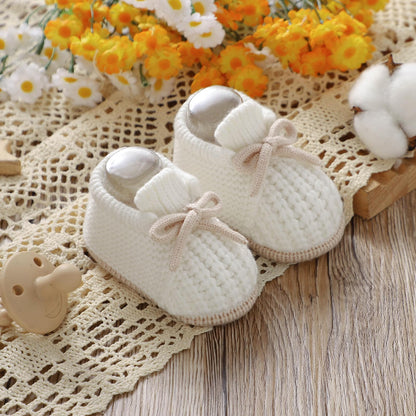 LAWKUL Baby Booties Knit Newborn Shoes Cozy First Walkers Infant Toddler Boots for Boy Girls 0-3 Months