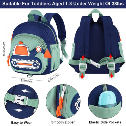 Accmor Toddler Leash Backpack, Children Safety Walking Harness Cute Excavator Bag with Anti Lost Wrist Link, Kids Travel Essential Mini Rucksack Back Pack with Strap Tether for Baby Boys