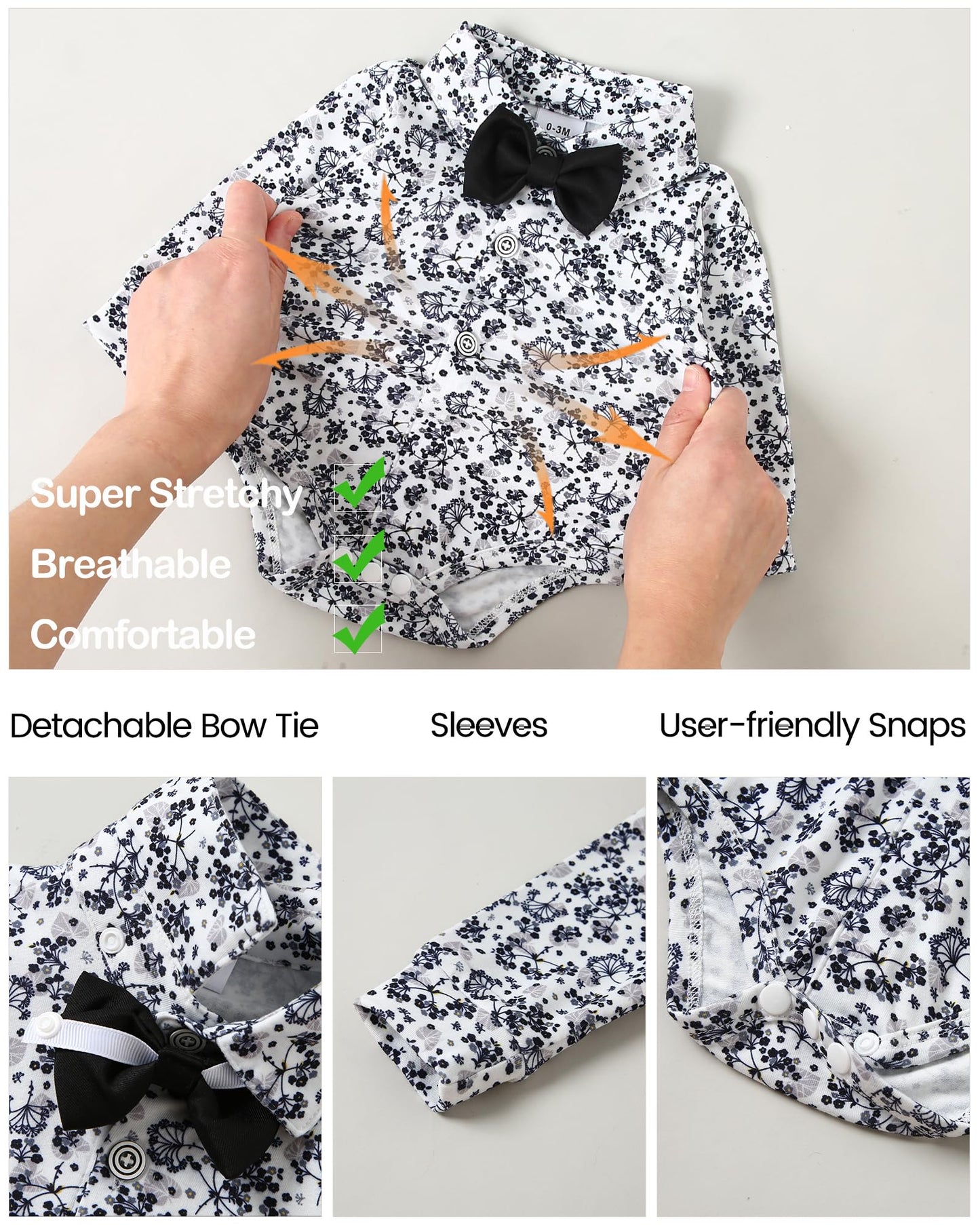 YALLET Baby Boy Clothes Suit 0-24 Months Infant Gentleman Outfits Formal Dress Shirt+Bowtie+Vest+Pants Set Baby Wedding Suits