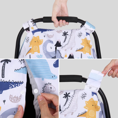 Rquite Car Seat Cover Baby, Carseat Covers Baby Boy, Minky Infant Car Seat Cover Winter, Peekaboo Opening Car Seat Canopy, Multi-use Baby Carrier, Stroller, Nursing Cover, Minky Blanket, Dinosaur