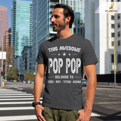 FLOCHIL Personalized Dad Shirt for Men, Custom Dad Shirt with Kids Names, Customized Fathers Day T Shirt, Gifts for Dad