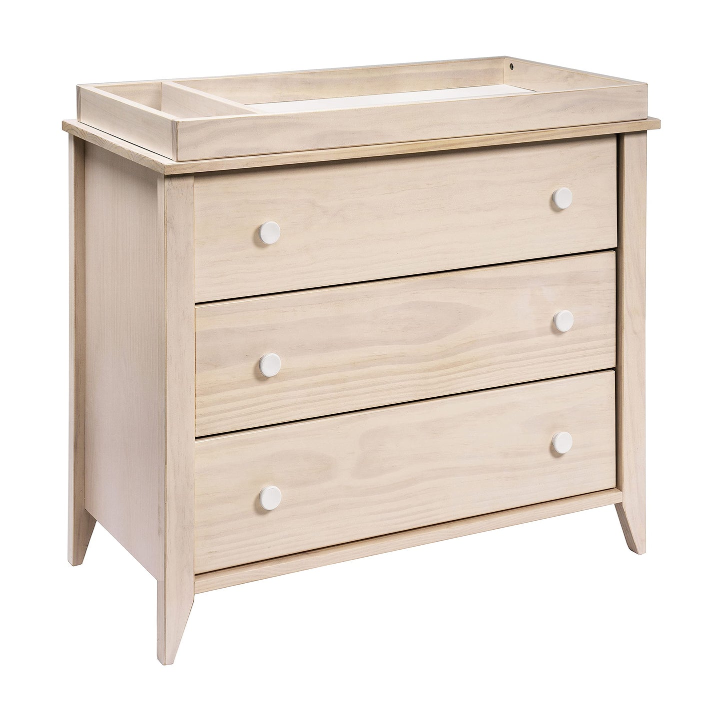 Babyletto Sprout 3-Drawer Changer Dresser with Removable Changing Tray in Washed Natural and White, Greenguard Gold Certified