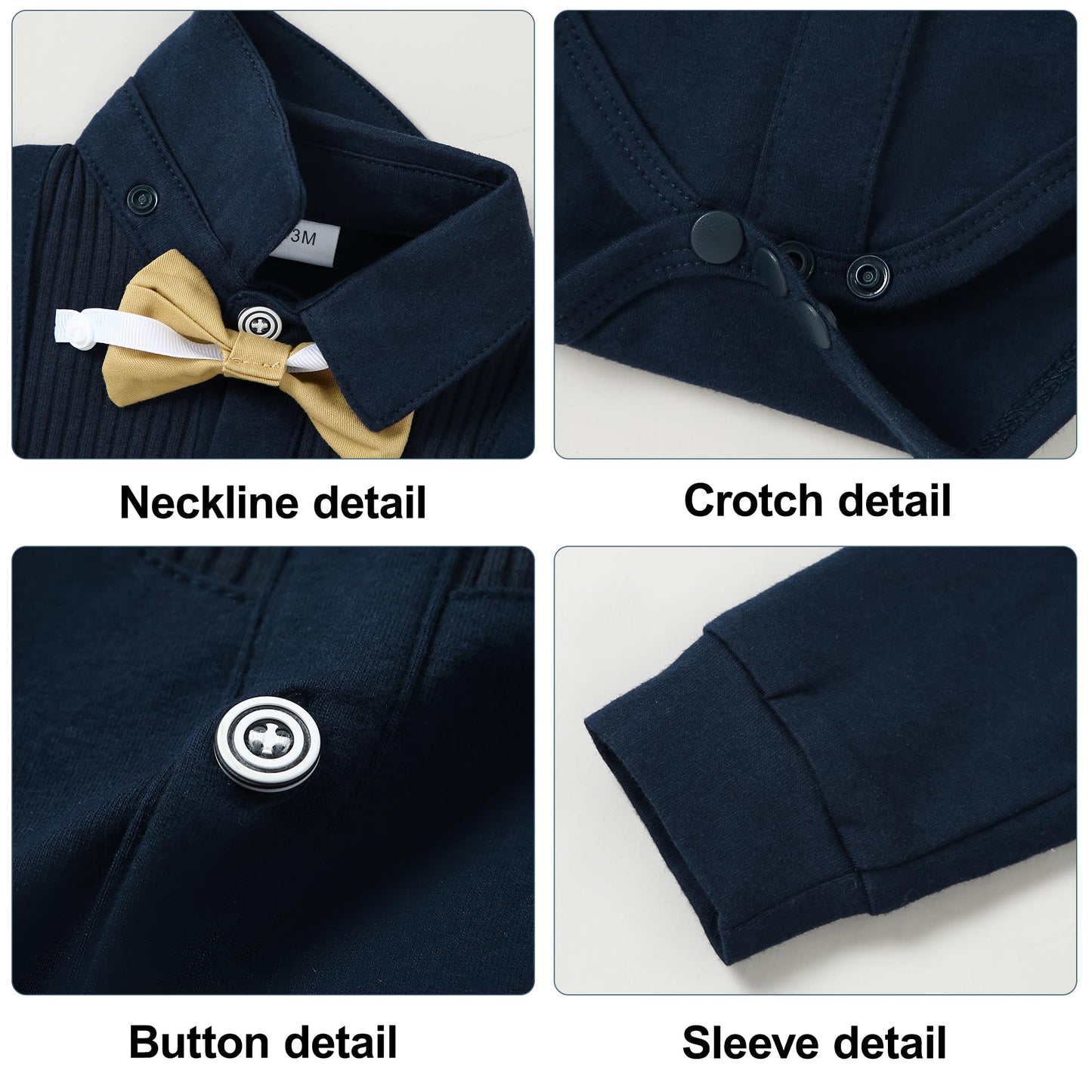 YUEMION Baby Boy Clothes Wedding Outfit Suits, 0-18 Months Infant Boy Gentleman Set, Dress Shirt+Vest+Suspender Pants+Bowtie