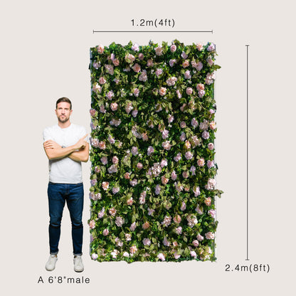 Artificial Luxury‌ Flower Wall Panels, Gorgeous 3D Silk Floral Backdrop for Wedding, Baby Show, Party and Home Decor, Quick Assembly/Storage, Eco ＆ Pet Friendly, 2 pcs, Each Panel 2*8 ft.