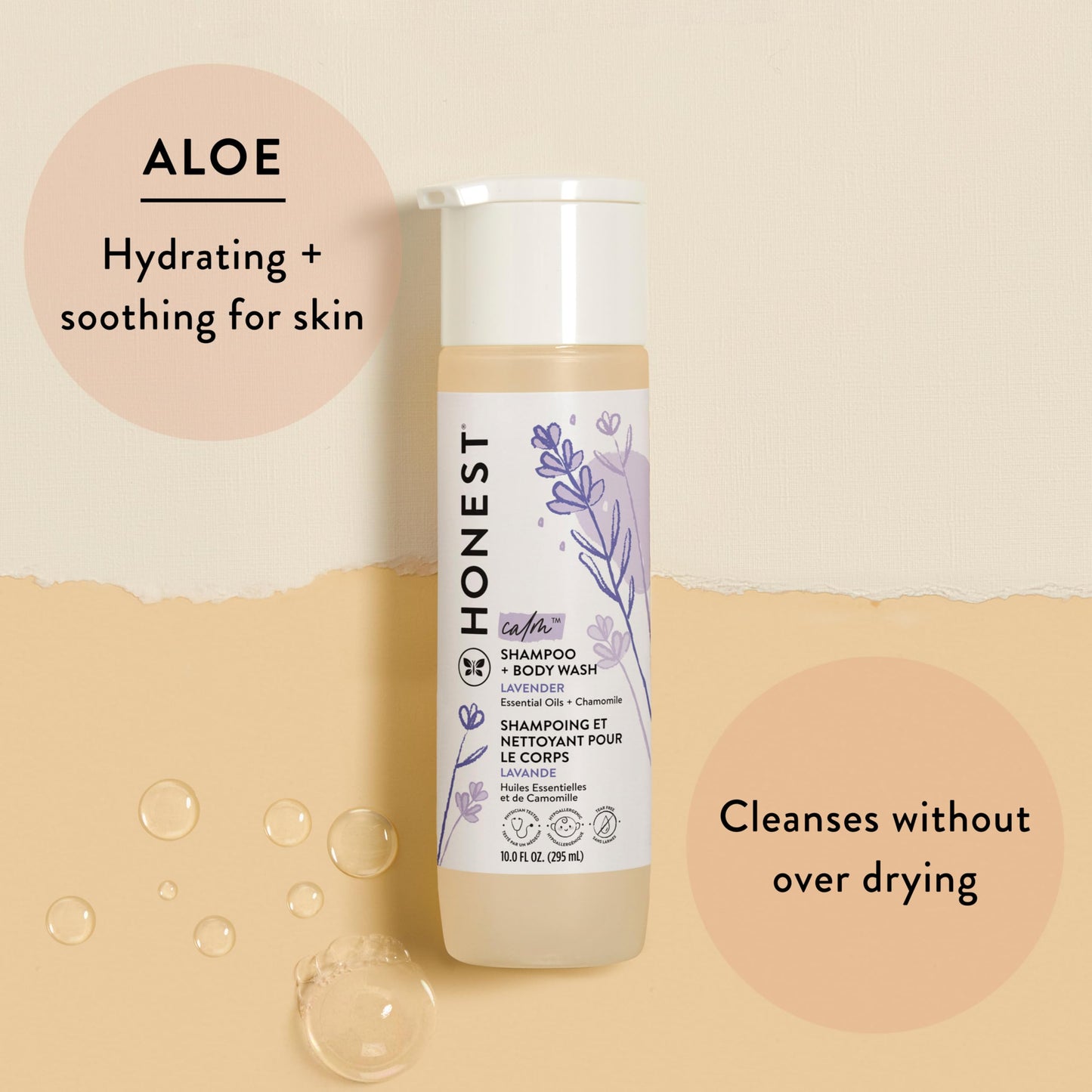The Honest Company 2-in-1 Cleansing Shampoo + Body Wash for Sensitive Skin | Gentle for Baby | Naturally Derived, Tear-free, Hypoallergenic | Fragrance Free, 10 fl oz