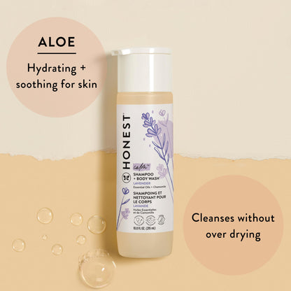 The Honest Company 2-in-1 Cleansing Shampoo + Body Wash for Sensitive Skin | Gentle for Baby | Naturally Derived, Tear-free, Hypoallergenic | Fragrance Free, 10 fl oz